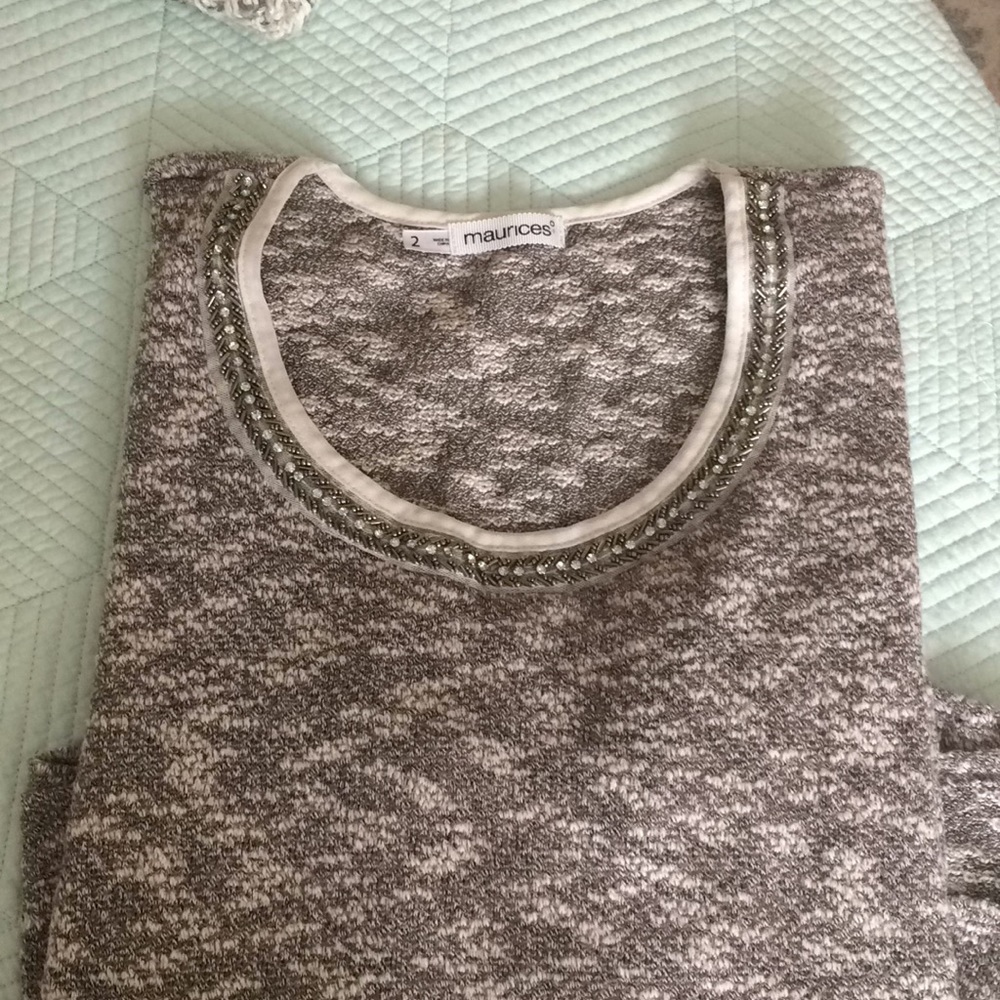 Maurice’s Top Rhinestones at Neck & Kick Pleat